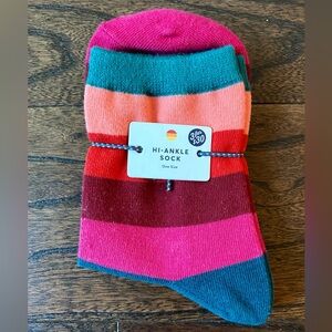 NWT Marine Layer Hi-Ankle Crew Sock in Bold Stripe OS